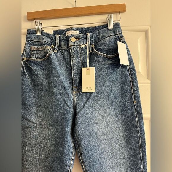 Good American Good Classic Raw Hem High Rise Jeans Blue940 Size 4 / 27 NWOT - Picture 5 of 11